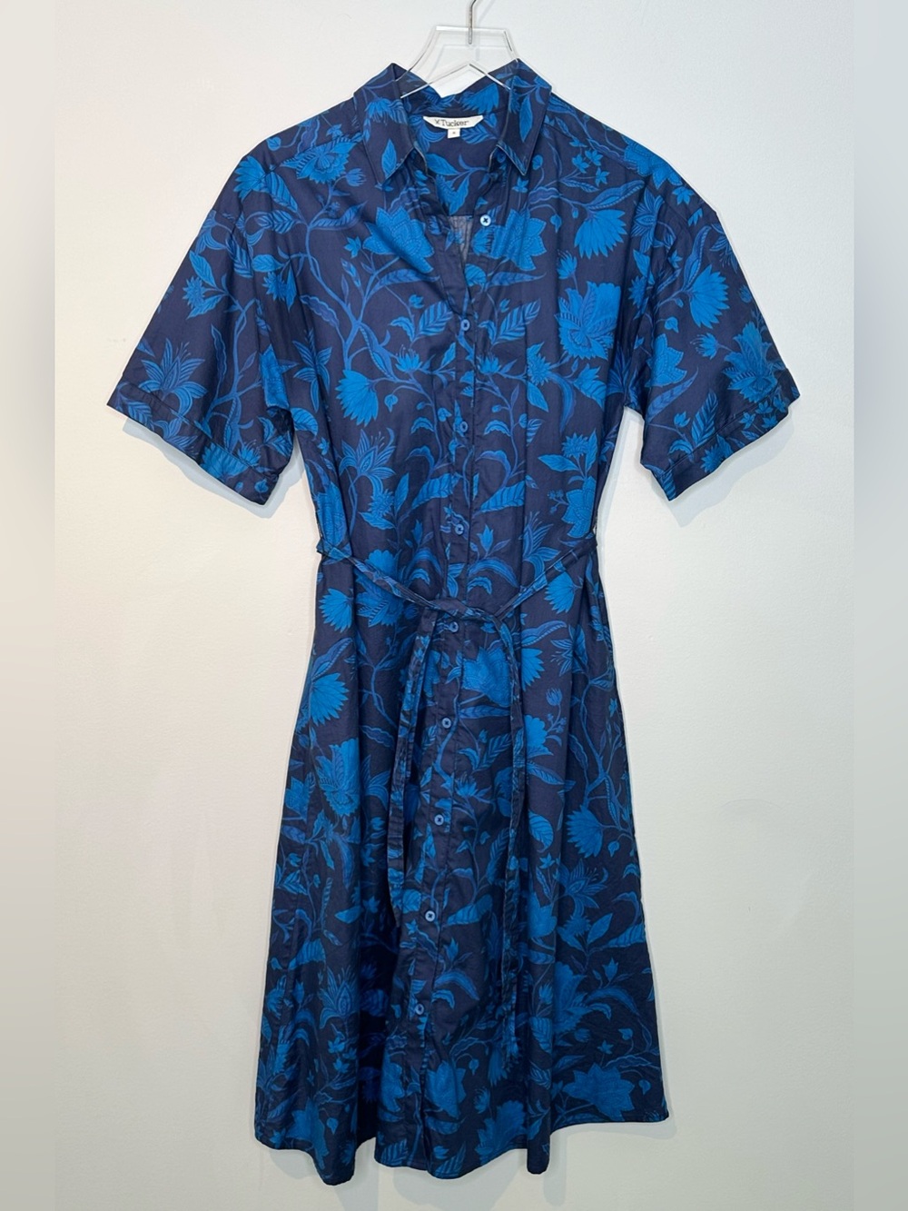 Tucker Sarah Safari Shirt Dress Dutch Wallflower Navy Blue Floral Print